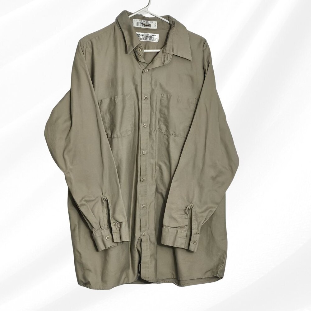 2/$20 Unifirst Tan Button Front Long Sleeve Shirt Size XXL